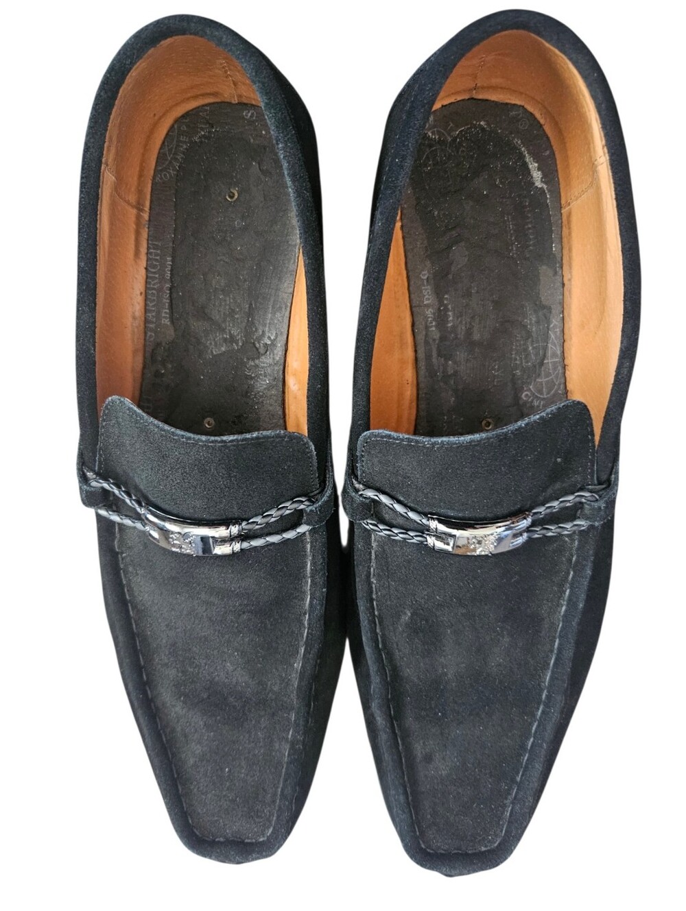 Stacy Adams Neville Moc-Toe Black Suede Dressy Slip-On Loafers Men's 14M